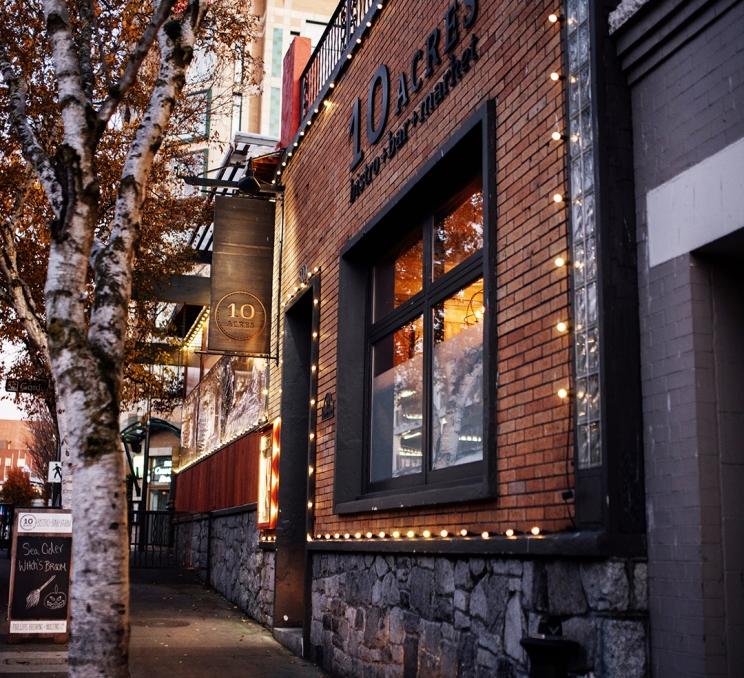 The exterior of 10 Acres Bistro in Victoria, BC