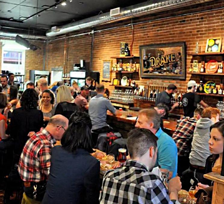 The interior of The Drake Eatery, a local pub in Victoria, BC