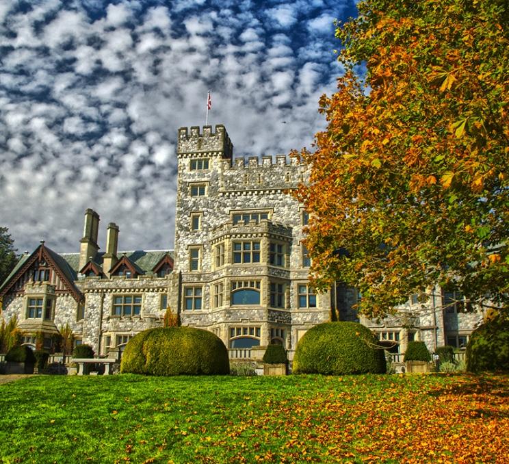 Hatley Castle during fall in Victoria, BC