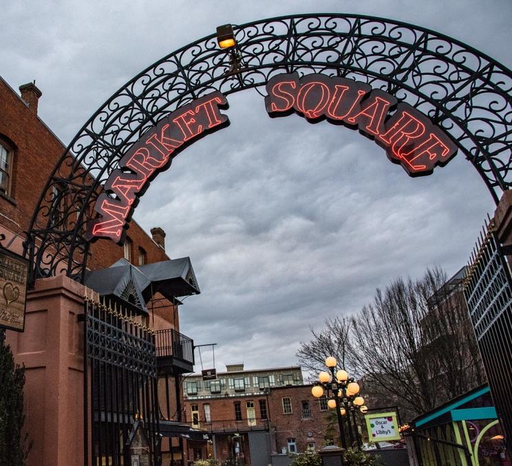 The gates of Market Square in Victoria, BC