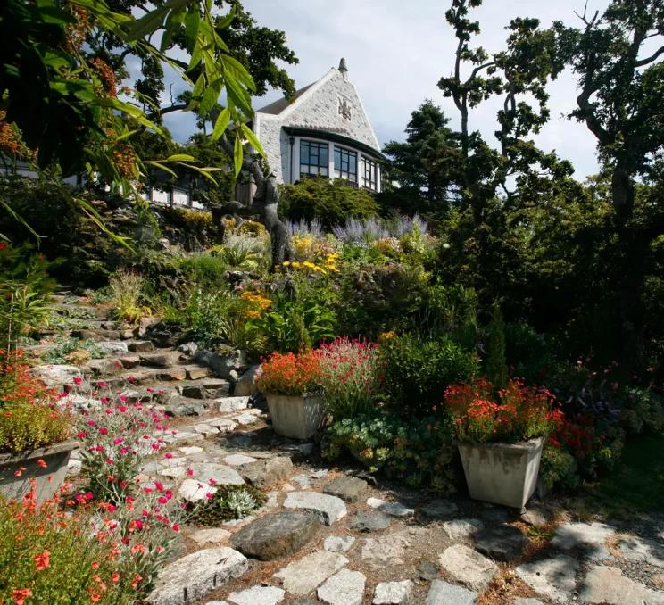 A garden at Government House, a National Historic Site in Victoria, BC