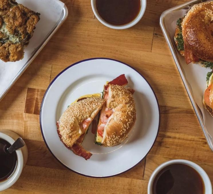 A breakfast spread at Fernwood Coffee in Victoria, BC