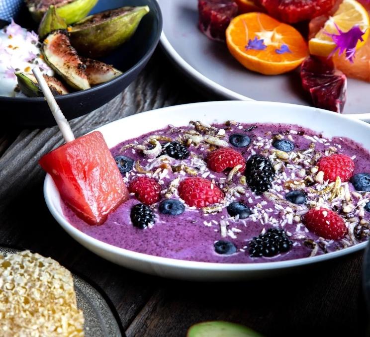 A healthy breakfast bowl at Q at the Empress in Victoria, BC