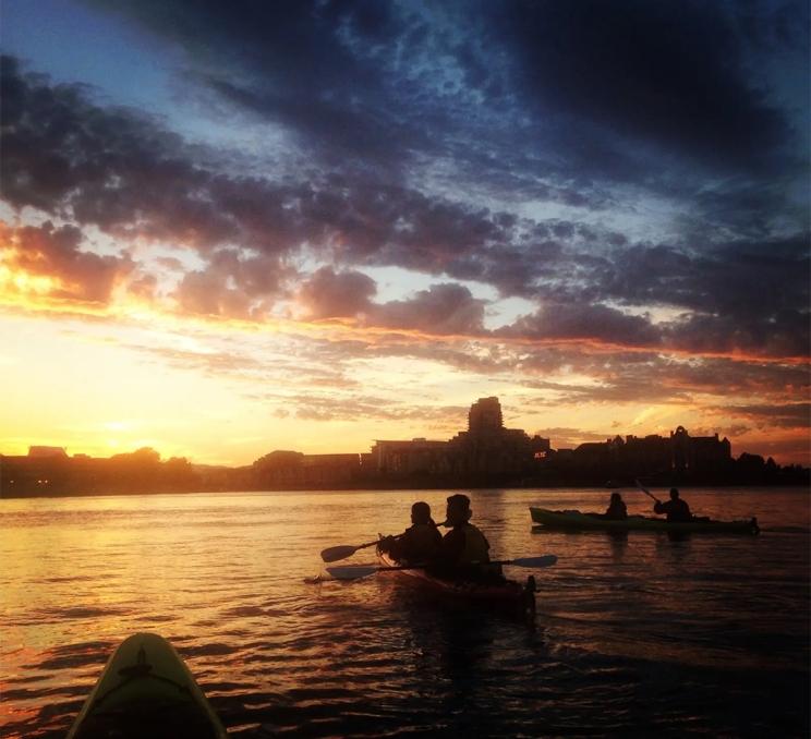 A sunset kayaking tour with Kelp Reef Adventures in Victoria, BC