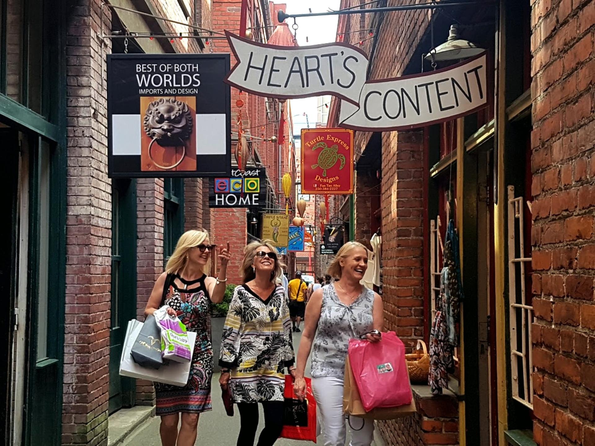 All tours are customized to your groups interests and always sprinkled with Victoria's most interesting places to see. These ladies went to town and loved the quirky shops in Fan Tan Alley