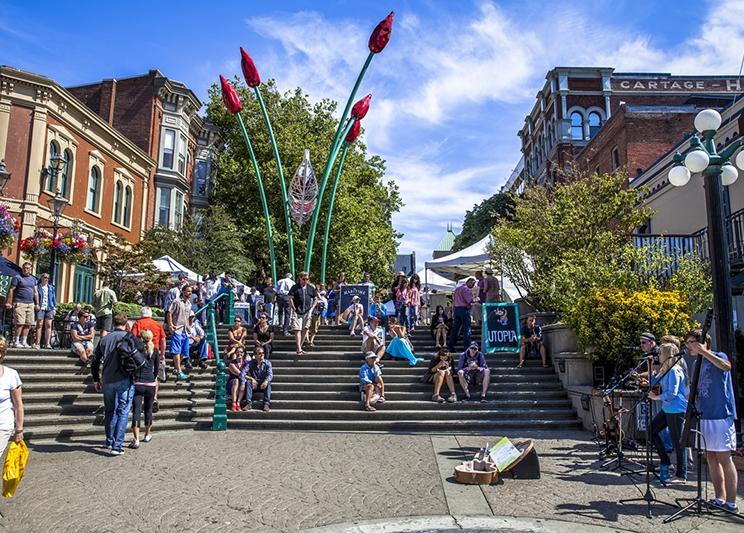 People enjoying Bastion Square