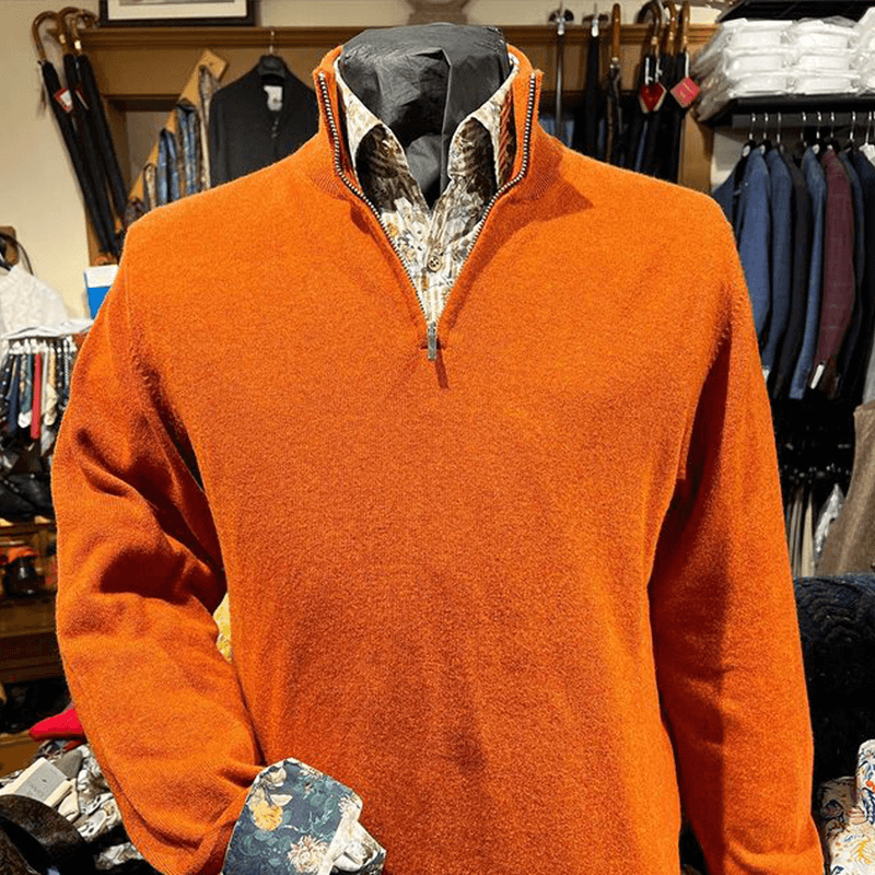 Orange Sweater and Tailored Orange Shirt at Kane Straith Clothing