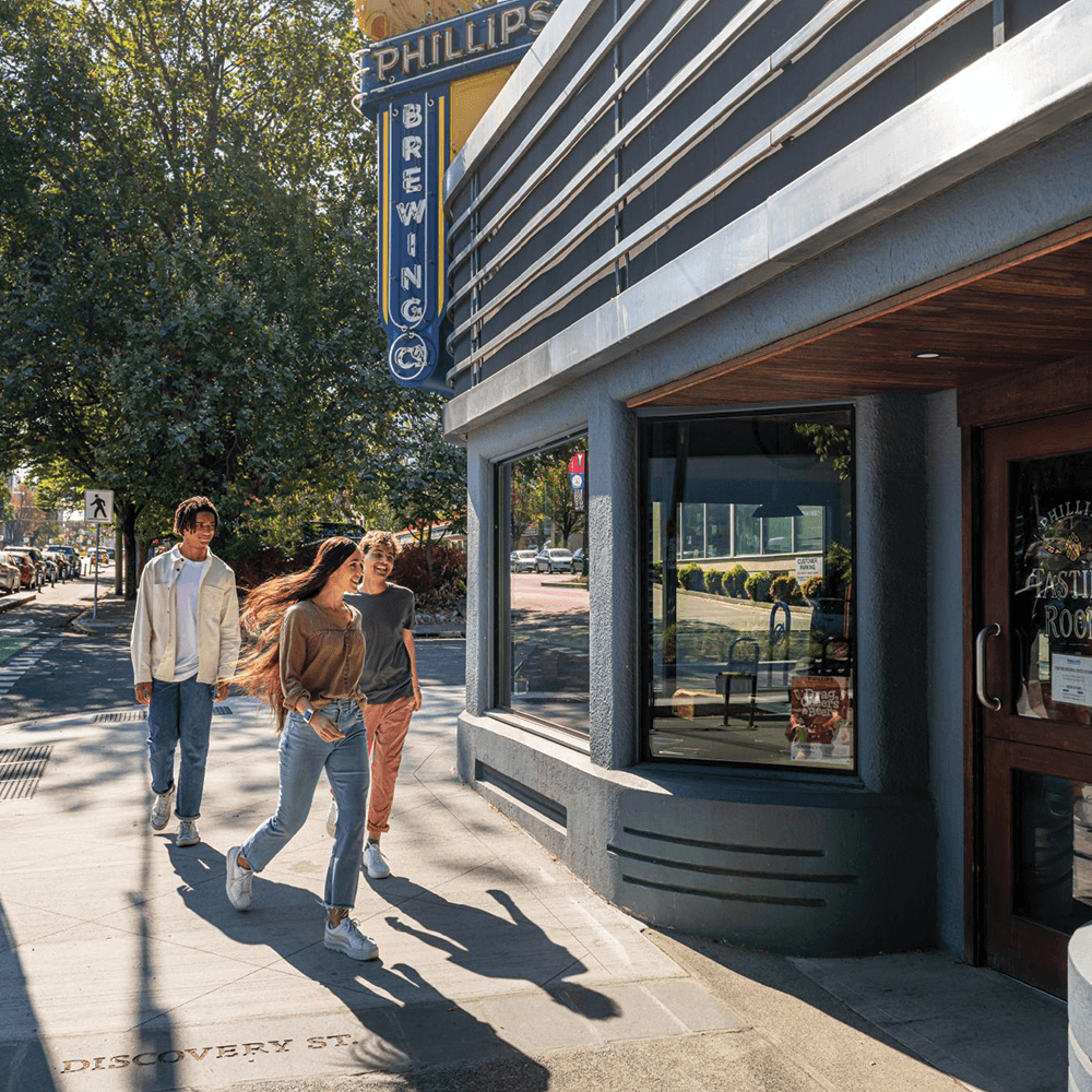 A group of friends visit a brewery in Victoria, BC