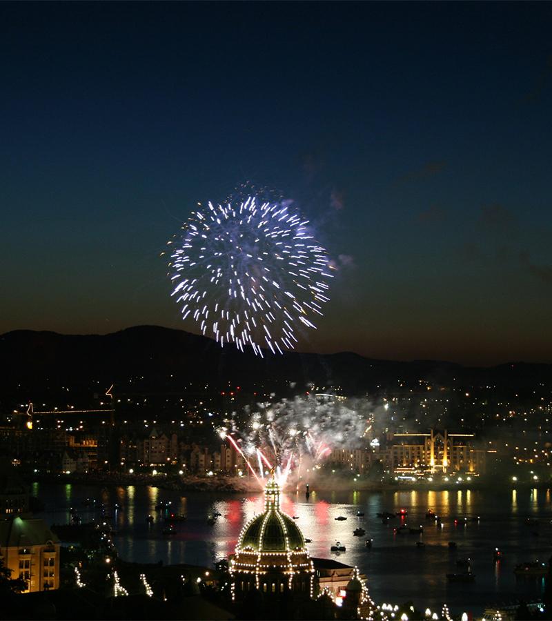 Fireworks overhead at Victoria's Canada Day festivities