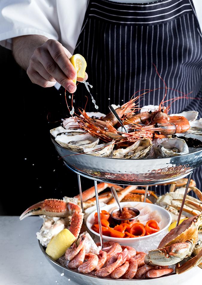 A seafood tower at The Courtney Room