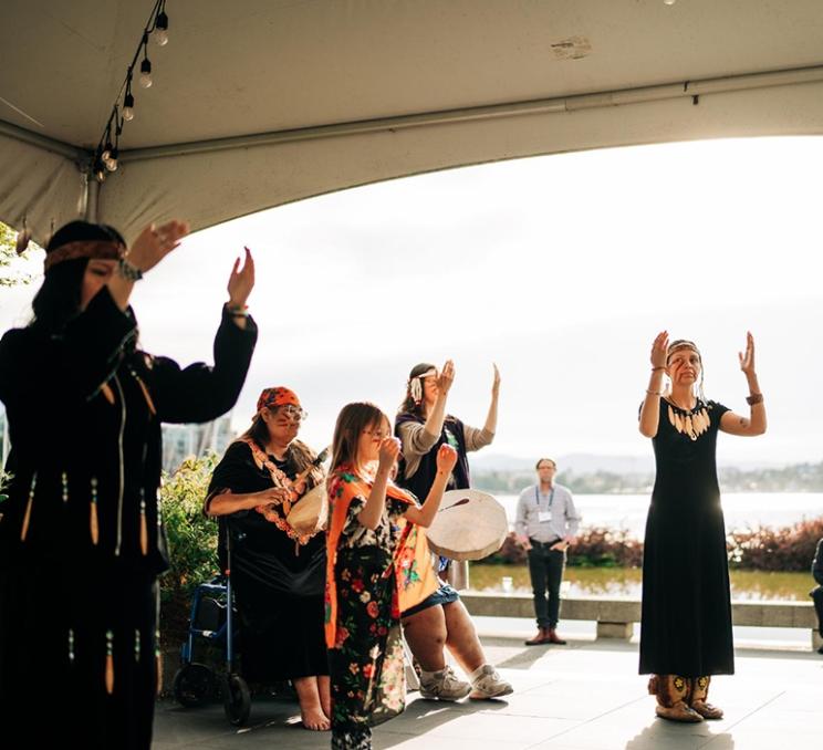 Lekwungen dancers perform in Victoria, BC