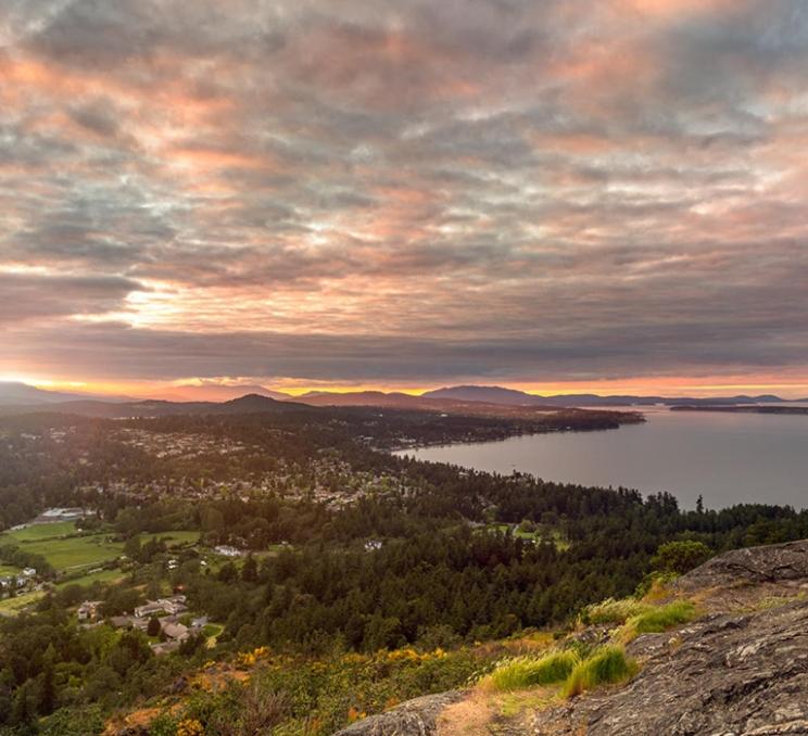 A view from atop PKOLS (Mount Douglas) regional park in Victoria, BC