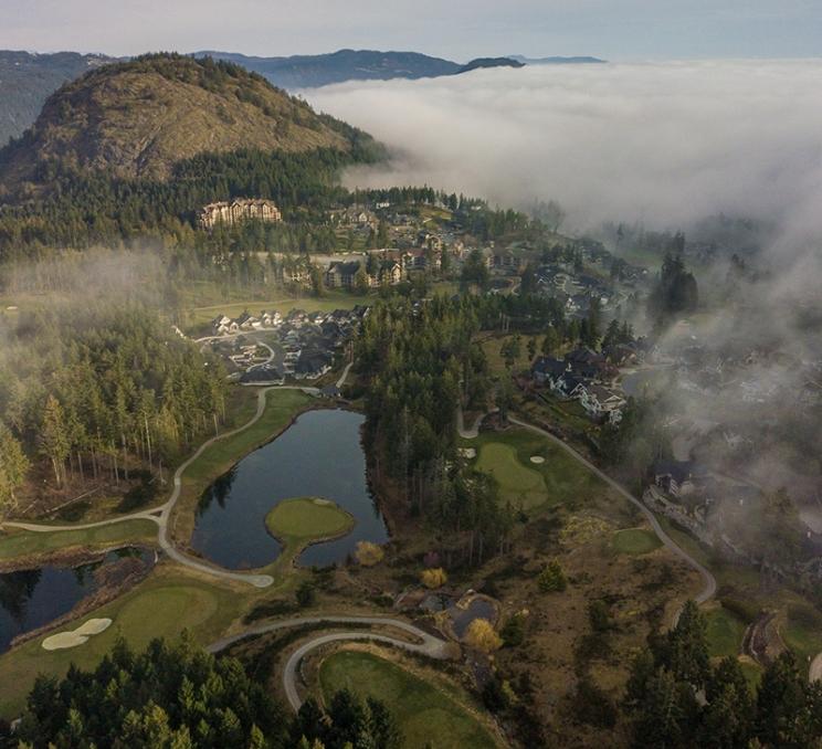 A misty morning at the golf course at Bear Mountain in Victoria, BC