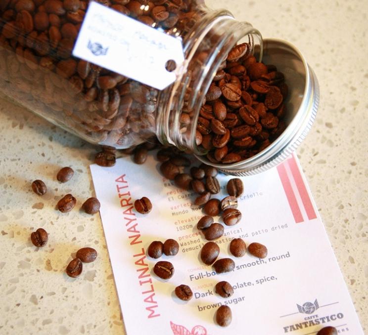 Coffee beans at Caffe Fantastico in Victoria, BC