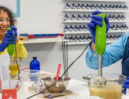 A couple makes soap at Starlite Soap Studio in Victoria, BC