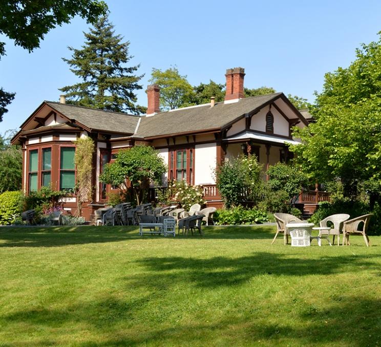 The exterior of Point Ellice House in Rock Bay in Victoria, BC