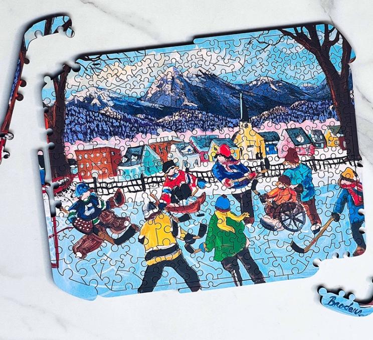 An ice hockey themed puzzle from Puzzle Lab in Victoria, BC