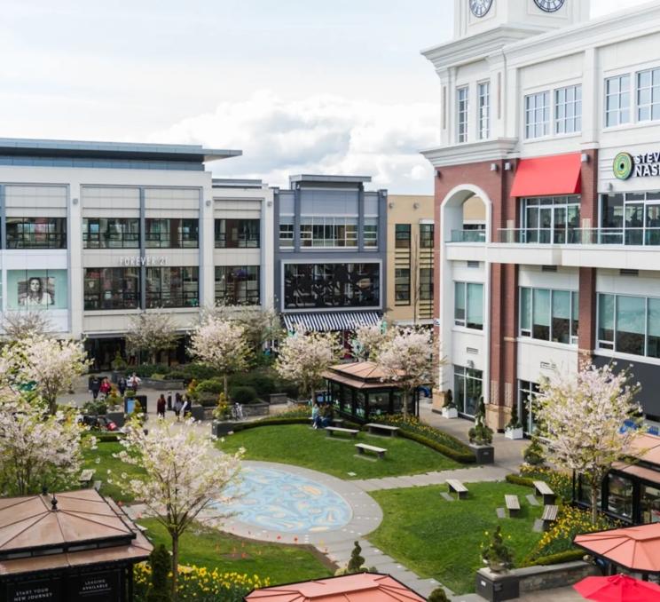 A view of the centre square of Uptown in Victoria, BC