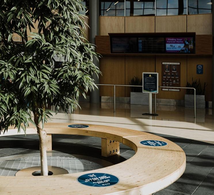 An accessible seating area at YYJ - Victoria International Airport in Victoria, BC