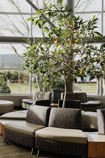 An accessible seating area at YYJ - Victoria International Airport in Victoria, BC