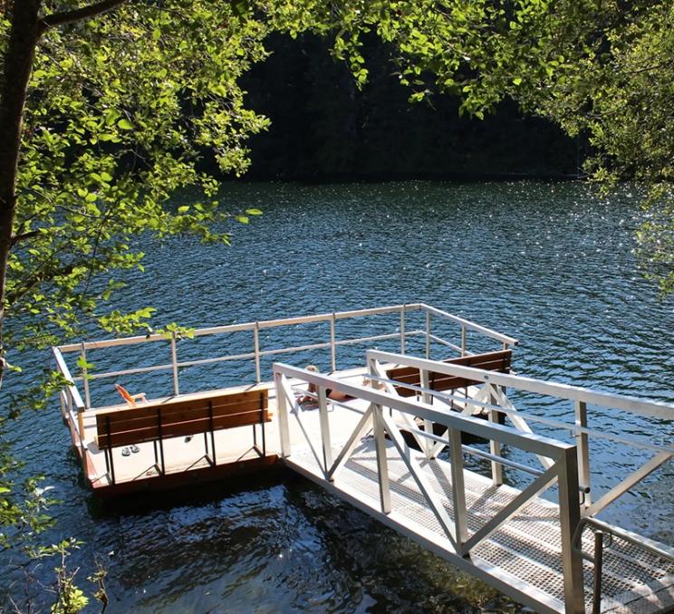 The fishing dock at Durrance Lake in Victoria, BC