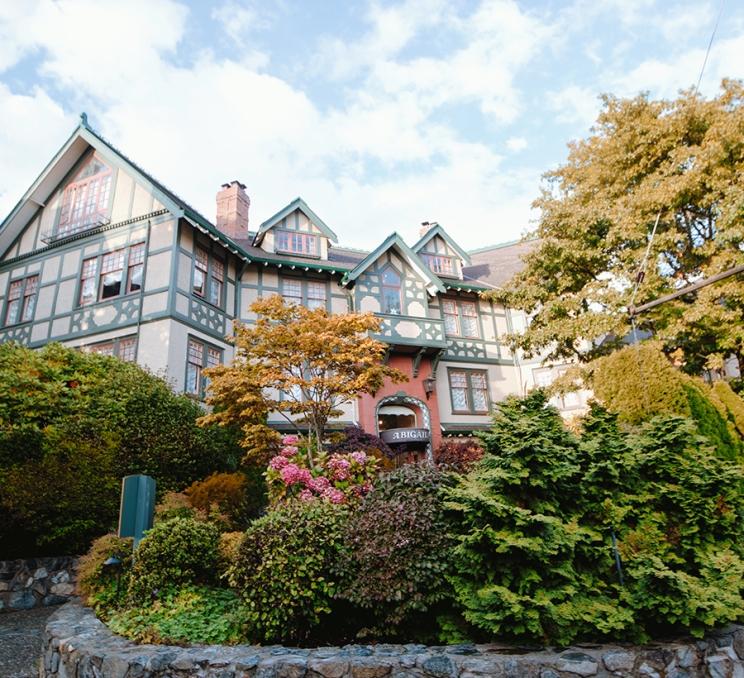 A view of the exterior of Abigail's Hotel in Victoria, BC